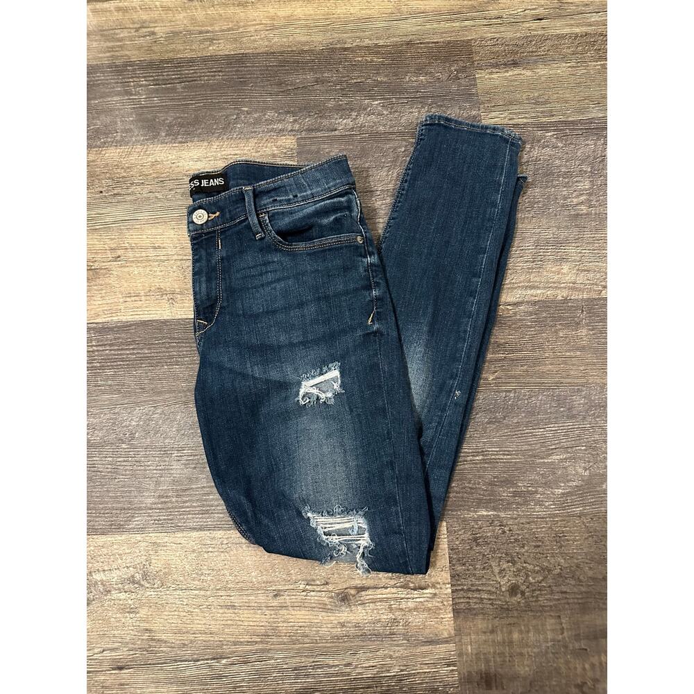 Express Jeans Women's Blue Solid Leggings Mid Rise Stretch Skinny Jeans Size 12R